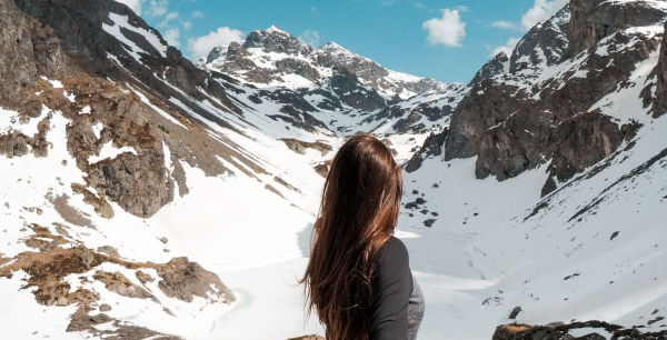 woman on a high mountain