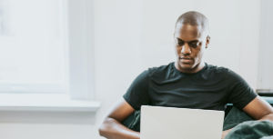 man working on a laptop