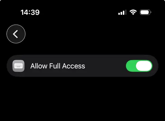 iOS keyboard settings